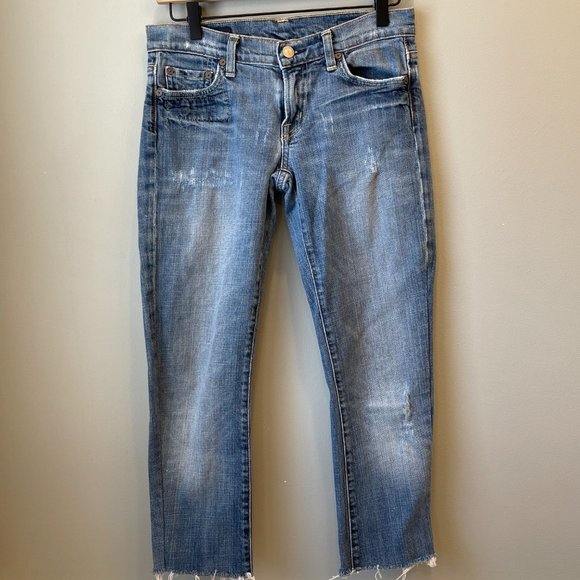 Citizens of Humanity Distressed Raw Hem Straight Leg Low Waist Ankle Jeans 27 - Picture 9 of 9